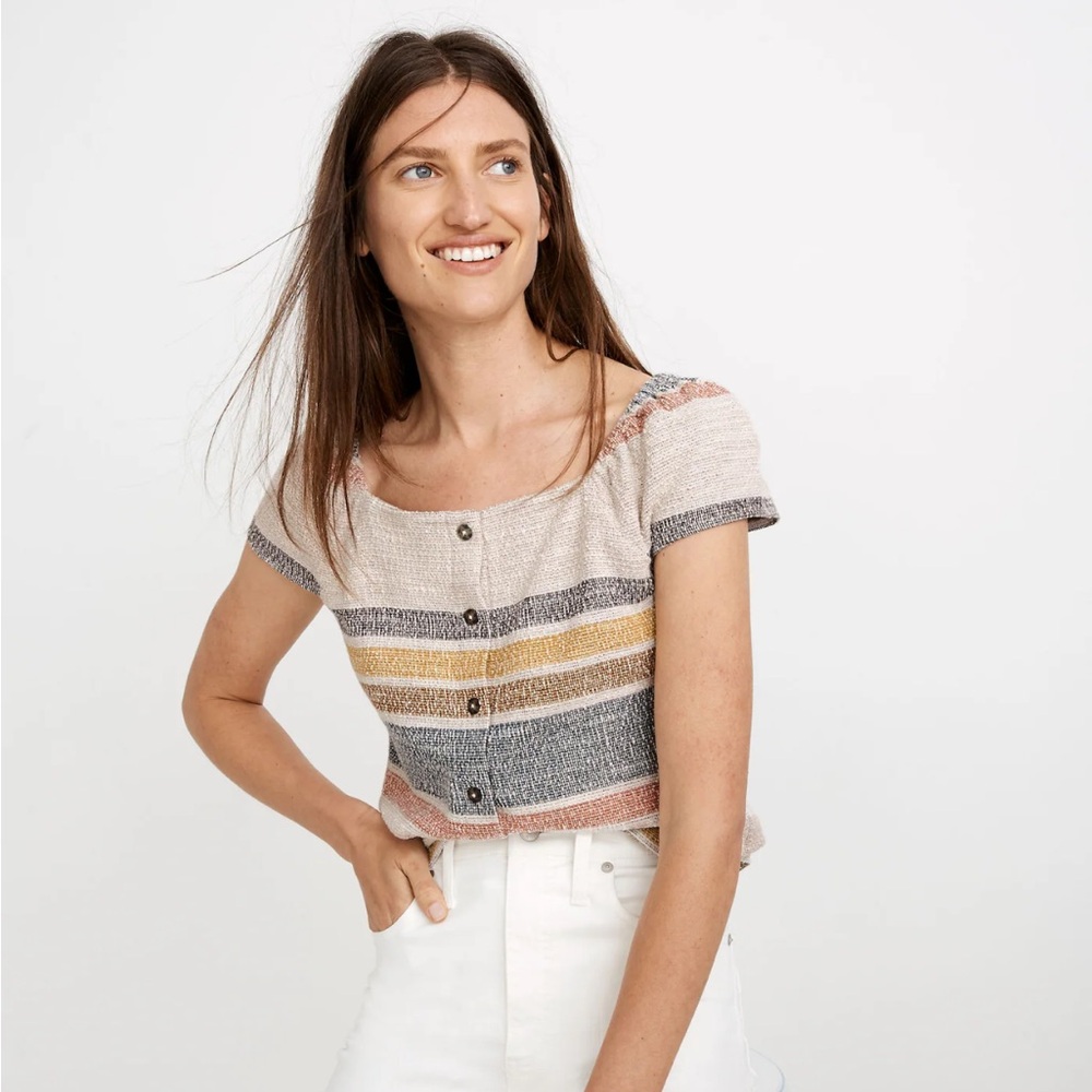 Madewell Texture & Thread Button-Front Top in Stripe